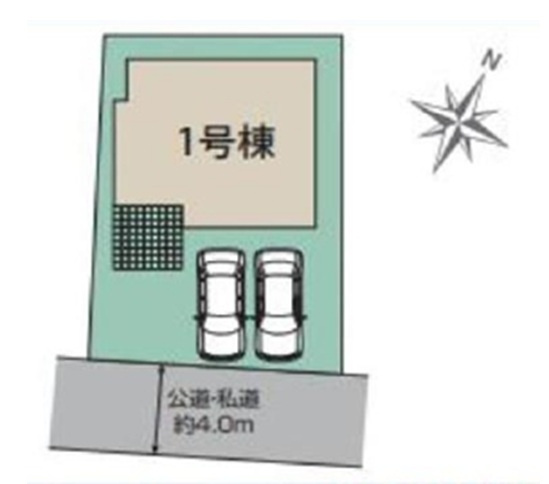 東村山市秋津町3丁目・全1棟　新築一戸建　～全室南向き～の区画図|並列駐車2台可、南道路に面し日当たり良好です。