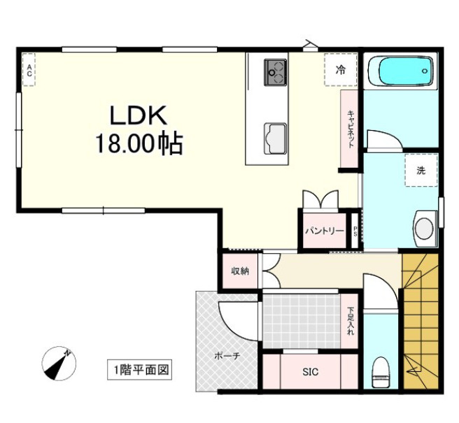 八戸市長苗代内舟渡　E棟の間取り