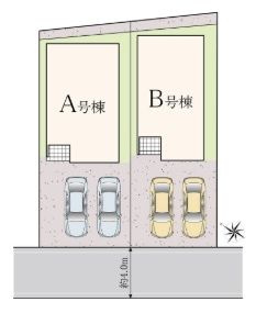 【区画図】 | 南区相模台6丁目 B号棟 | B号棟　南西側3.9m道路　カースペース並列で２台（車種による）