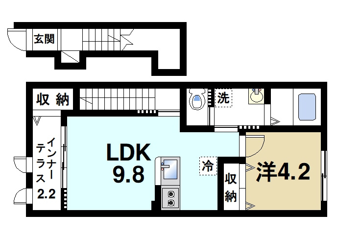 ル・リアンの間取り|ゆったりと暮らせる1LDKの間取りです。
