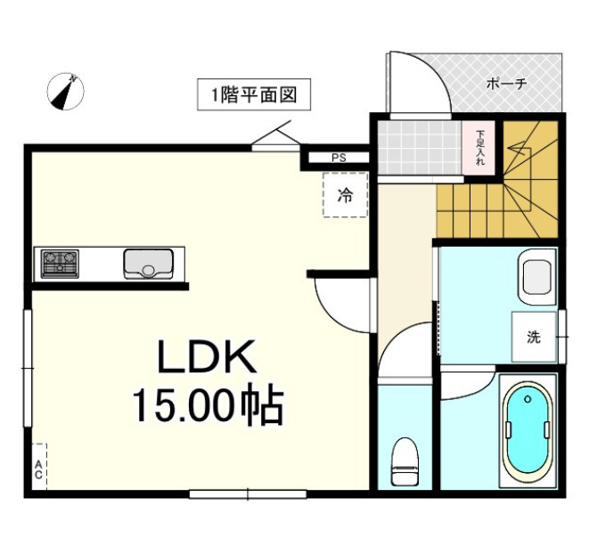 八戸市長苗代内舟渡　F棟の間取り