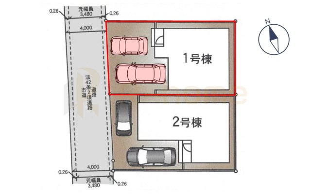 取手市新町第13　新築戸建て　1号棟の区画図|大きなお買い物だからこそ、メリット・デメリットを伝えさせて頂きます。
R-homeにお任せください♪