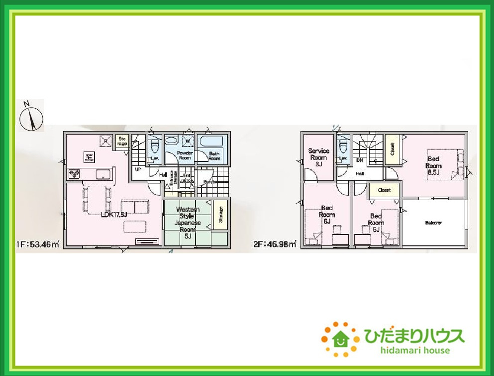 高萩市高萩第2　新築戸建　2号棟の間取り|小さなお子さまのいる方におすすめ！リビング横の和室でお子様が遊んでる様子も確認できます(^^)/