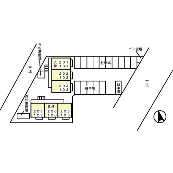 アドバンス小牧Aの駐車場