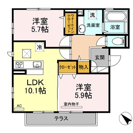 広島市安佐北区可部３丁目のアパートの間取り
