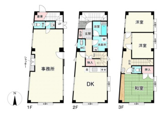 【間取り】 | 高井戸東３丁目ビル | 1階が事務所、2-3階がメゾネットのお部屋（住戸）となっております。現在どちらも賃貸中です。