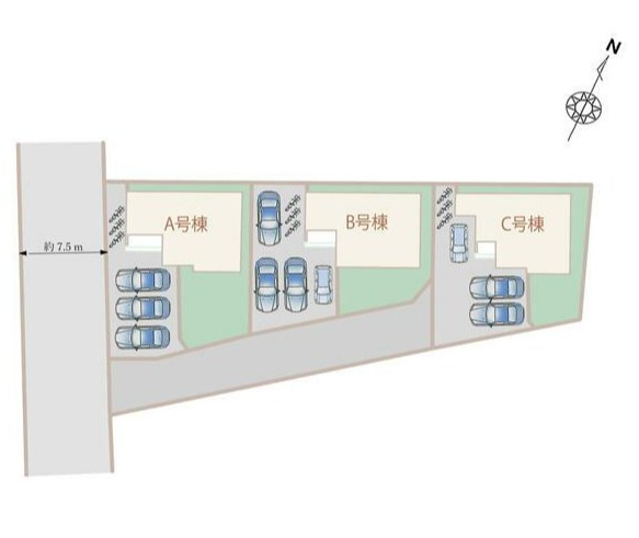 吉田町片岡　全３棟／の区画図