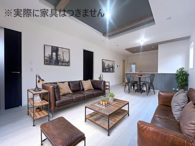 新築戸建・新築建売　福島市南沢又下並松　北沢又小・信陵中の居間・リビング|画像はバーチャルホームステージングの加工による演出で、実際の家具は付きません。