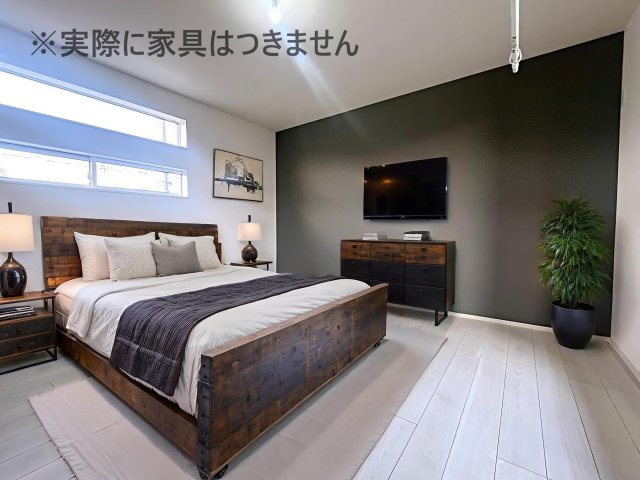 新築戸建・新築建売　福島市南沢又下並松　北沢又小・信陵中の洋室|画像はバーチャルホームステージングの加工による演出で、実際の家具は付きません。