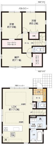 狛江市岩戸南３丁目 小田急線 喜多見駅 新築戸建の間取り