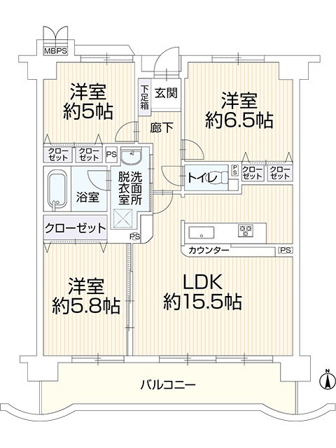 【仲介手数料無料／名東区】ダイアパレス藤ヶ丘北　702の間取り