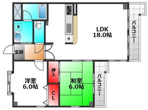 フロウスリーブ西村1番館の間取り