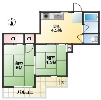 ザオーパークハイツ　ネット無料　敷金0　陽当たり良好の間取り