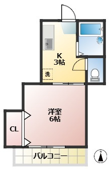 シャトー東条　駅近　バストイレ別　陽当たり良好の間取り