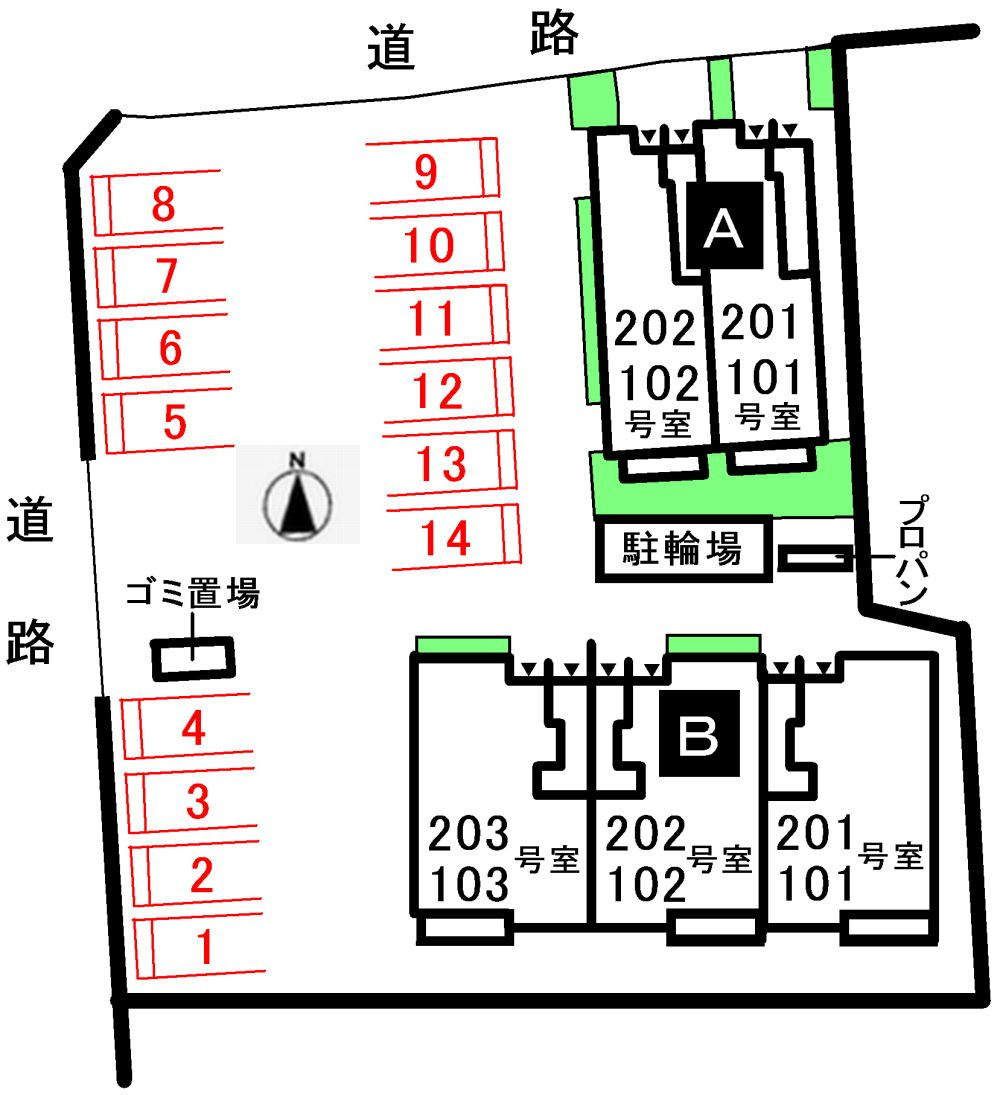 プレミール　ヴィラ　Ｂの区画図|駐車場