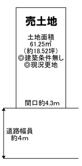 【土地図】 | 日置荘北町１丁　売土地 | 土地面積約18.52坪！是非現地にてご体感ください！