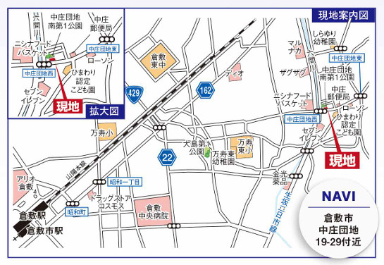 【地図】 | グラファーレ倉敷市中庄団地 (全3棟)