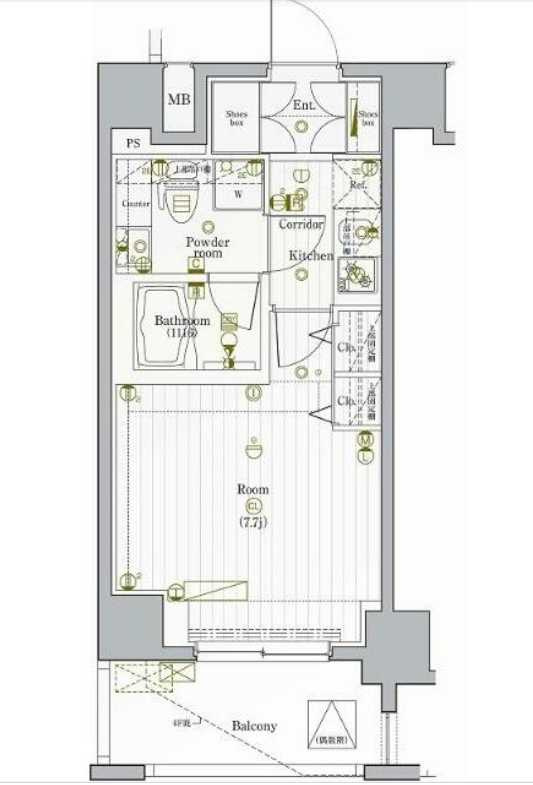 PREMIUM CUBE G 駒沢大学　駅近　ネット無料　ペット相談可の間取り