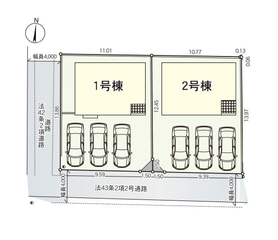 糟屋郡篠栗町田中3丁目第3-2棟（1号棟）の区画図|配置図（1号棟）