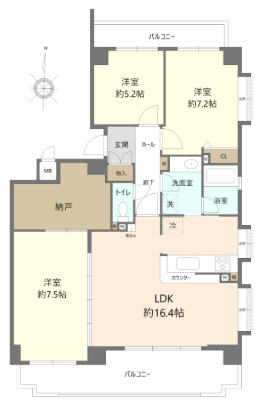 ロイヤルコンフォート日進の間取り|間取3LDK＋納戸