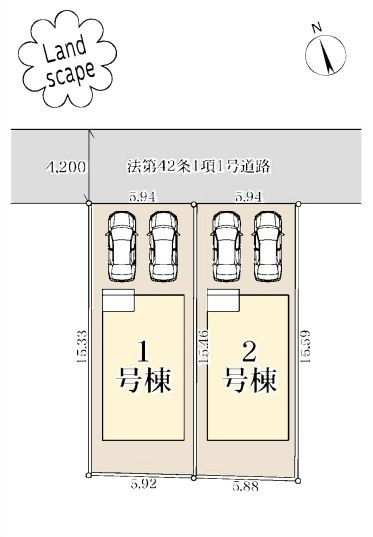 藤沢市高倉新築戸建て　2号棟の区画図|間取図「藤沢市高倉新築戸建て　2号棟」