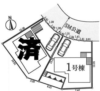 横浜市青葉区榎が丘の新築一戸建の区画図|全2区画の1号棟になります。