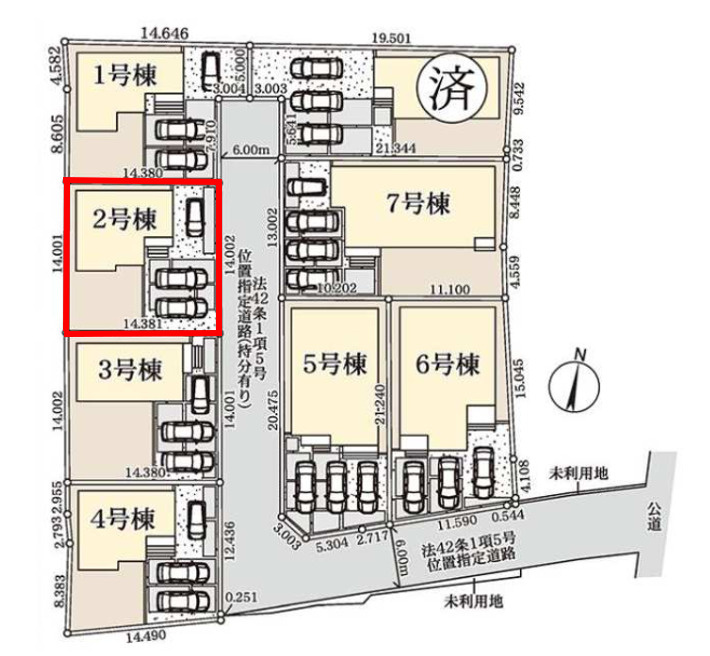 上里町七本木第６（全８棟）2号棟の区画図