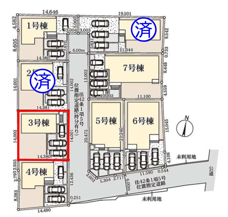 上里町七本木第６（全８棟）3号棟の区画図