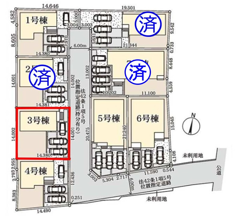 上里町七本木第６（全８棟）3号棟の区画図