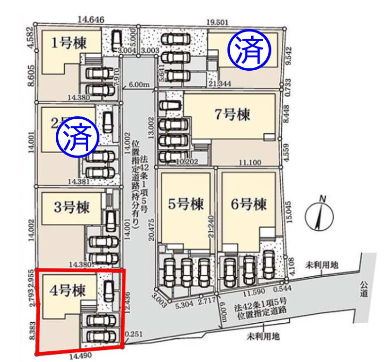 上里町七本木第６（全８棟）4号棟の区画図