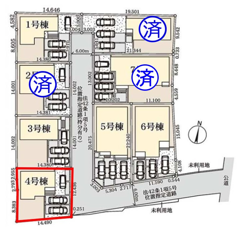 上里町七本木第６（全８棟）4号棟の区画図