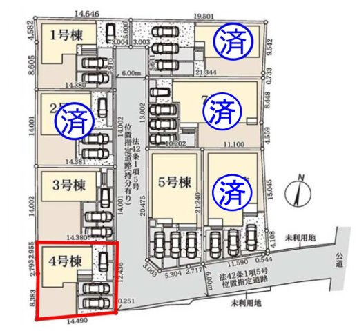 上里町七本木第６（全８棟）4号棟の区画図