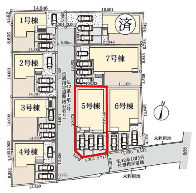 上里町七本木第６（全８棟）5号棟の区画図
