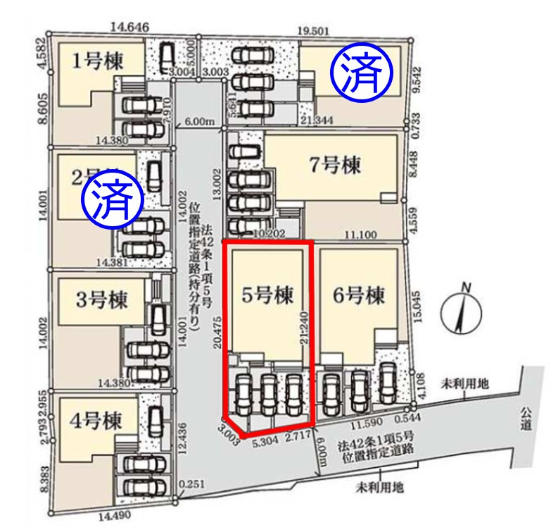上里町七本木第６（全８棟）5号棟の区画図