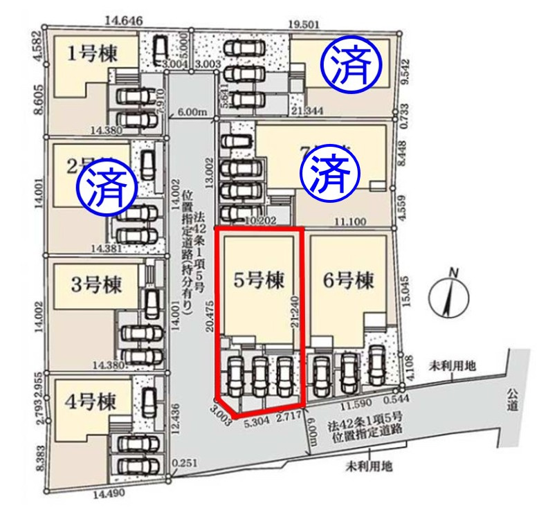 上里町七本木第６（全８棟）5号棟の区画図