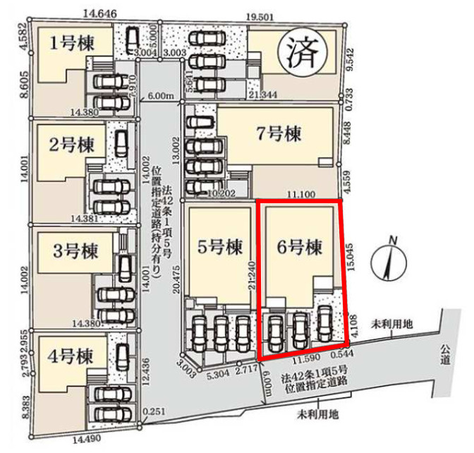 上里町七本木第６（全８棟）6号棟の区画図