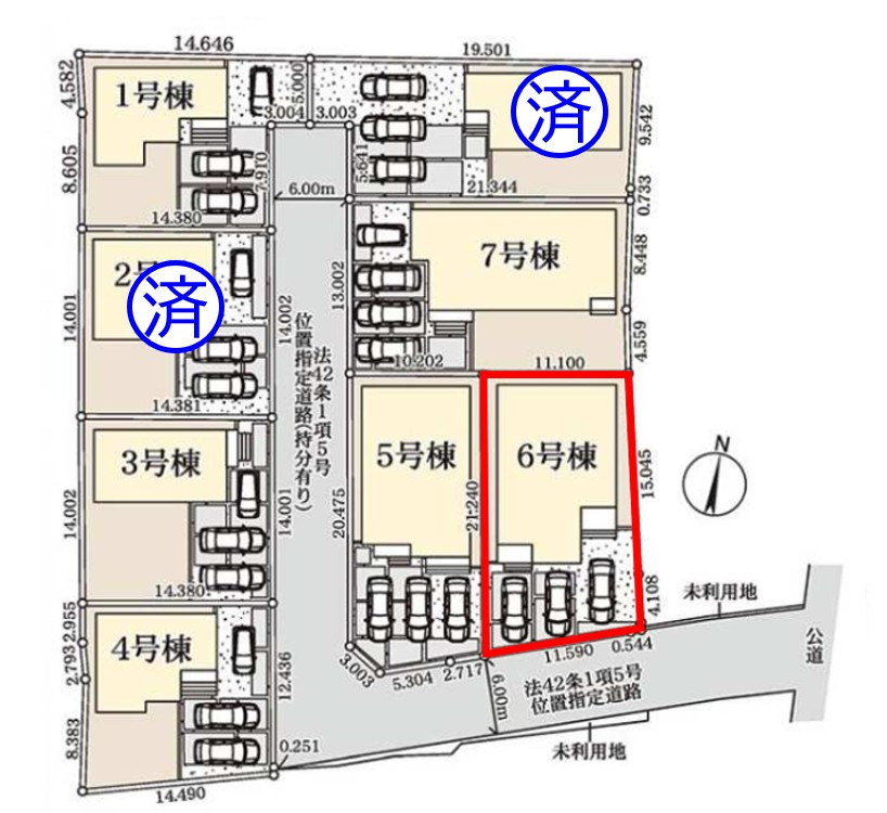 上里町七本木第６（全８棟）6号棟の区画図