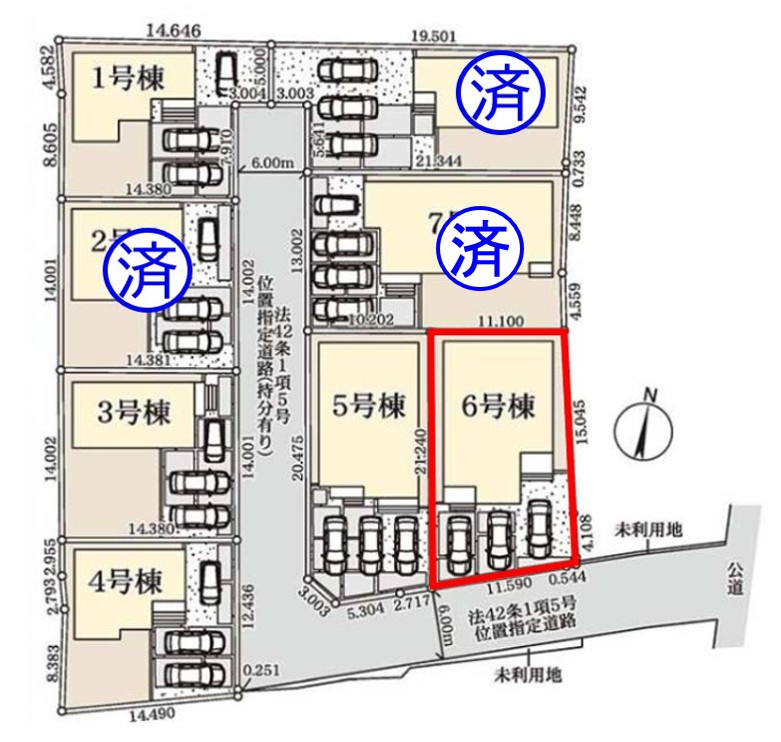 上里町七本木第６（全８棟）6号棟の区画図