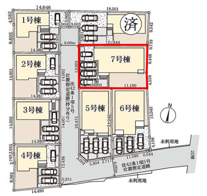 上里町七本木第６（全８棟）7号棟の区画図