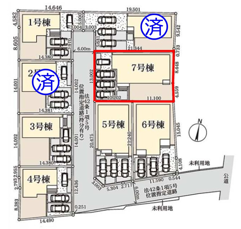 上里町七本木第６（全８棟）7号棟の区画図