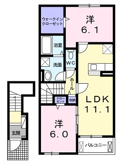 広島市安佐北区可部東４丁目のアパートの間取り