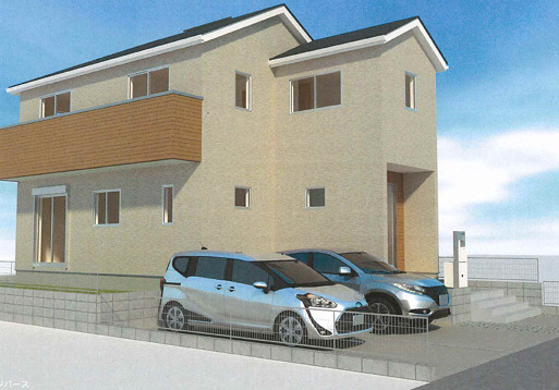 大磯町高麗3丁目　新築戸建　の外観パース|メージパスですので実際のものと多少異なります