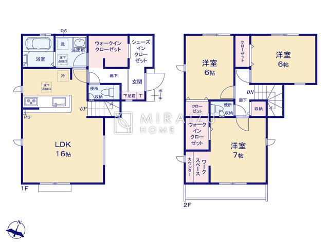 【間取り】 | 陽の光をたっぷりと浴びながら気持ち良く生活が出来ます。夢のマイホーム、夢ではなく実現出来ます！見学・ご相談等、お気軽にご連絡下さい。