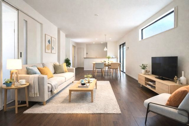 【居間・リビング】 | 福岡市東区三苫2丁目6期・7期　3号棟（全5棟）【仲介手数料無料・0円】 | ※現地写真準備中の為、施工例です。施工例は完成時と異なる場合があります。