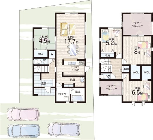 桜井市三輪　第10期　新築一戸建ての間取り|1号地