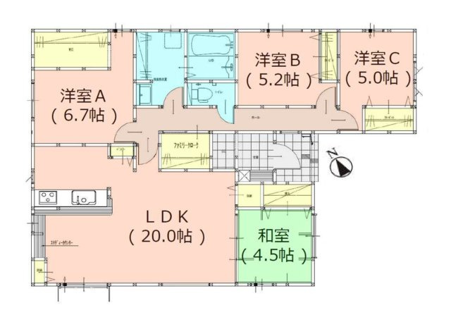 福岡市東区三苫2丁目第7-2棟(4号棟)の間取り