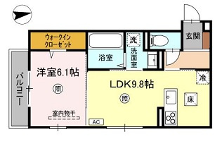 広島市安佐北区亀山１丁目のアパートの間取り