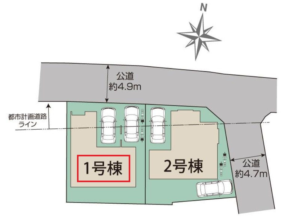 ブルーミングガーデン宇都宮市清住3丁目の区画図|【全2棟】各号棟の詳細については、お気軽にお問い合わせください♪