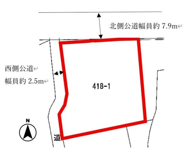 熊谷市広瀬　建築条件なし売地の土地図