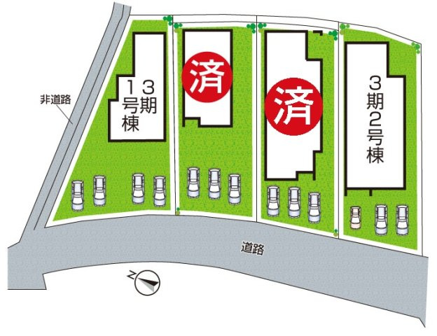 ●生駒郡斑鳩町龍田　第2期・第3期　新築一戸建ての区画図|全4区画
